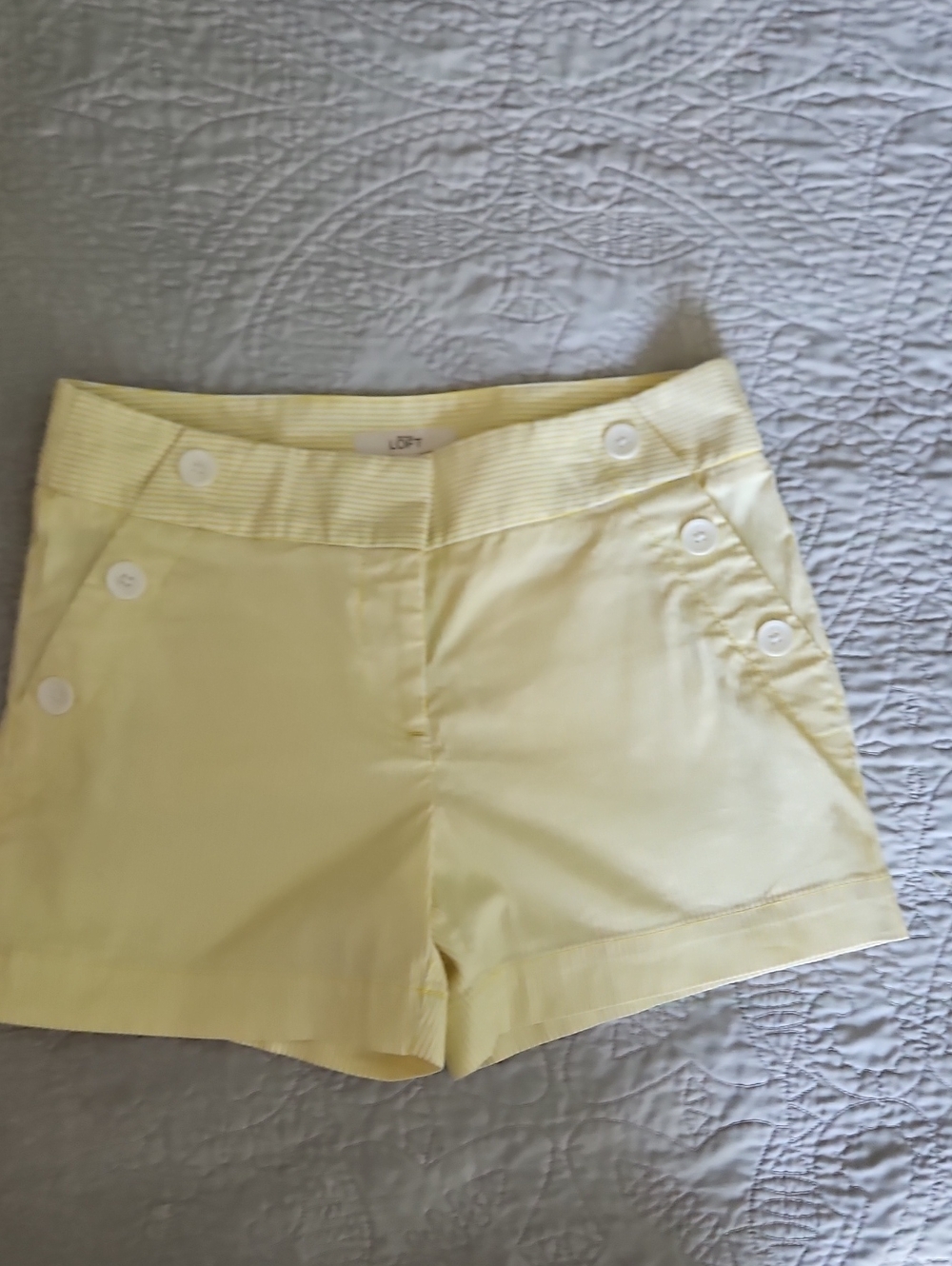 LOFT Pale Yellow Button-Detail Women's Shorts